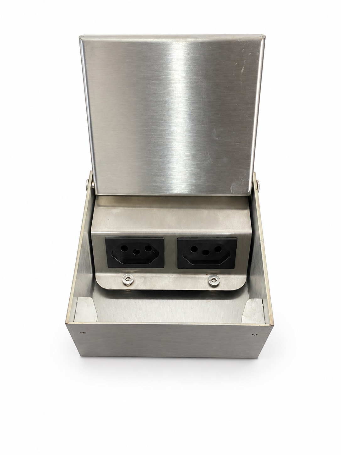 CAIXA DE TOMADA - 2 ENTRADAS | Linha Perfis de Transição / Caixas de Tomada em aço inox | Ominia Inoxx